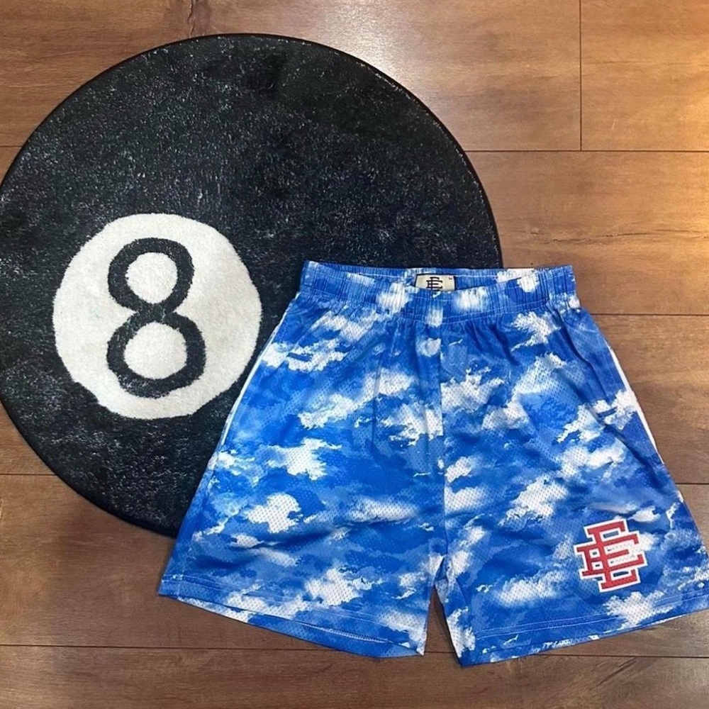 Eric Emanuel Blue and White Cloud Men's Athletic Shorts